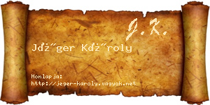 Jéger Károly névjegykártya